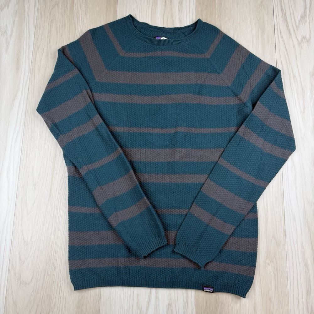 Patagonia Capilene Air Crew Striped Merino Wool Sweater Outdoor Mens Size Large